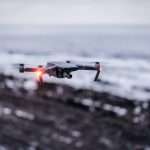 drone flying near sea